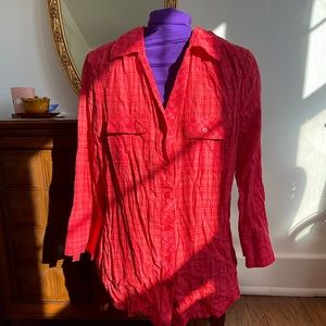 Pink, plaid, button down.